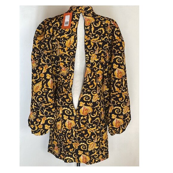 NEW RHODE LUKE BLACK & GOLD DRESS IN BAROQUE HEARTS SIZE 8 - Picture 3 of 7